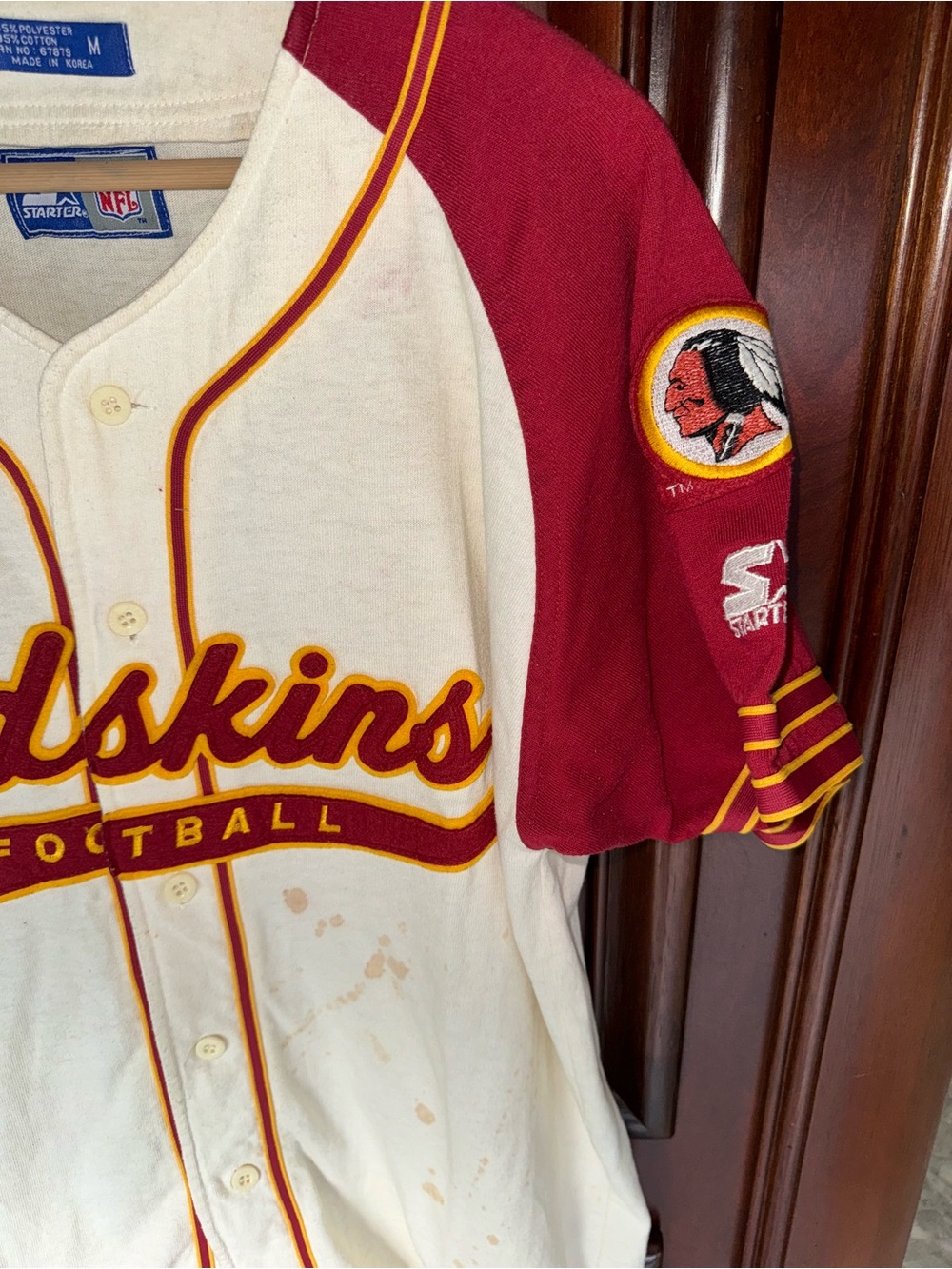 Retro style 90’s Starter NFL Washington Redskins Baseball Jersey Original Logo - Picture 3 of 5